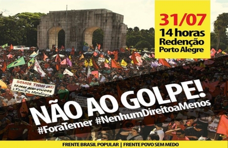 CUT-RS reforça ato pelo “Fora Temer, Nenhum direito a menos” no próximo domingo em Porto Alegre