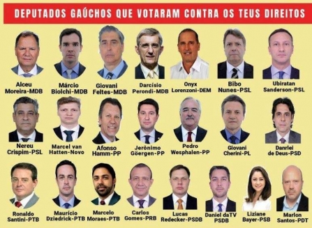 Por 22 votos a 9, deputados gaúchos repetem traição na aprovação da reforma da Previdência em segundo turno