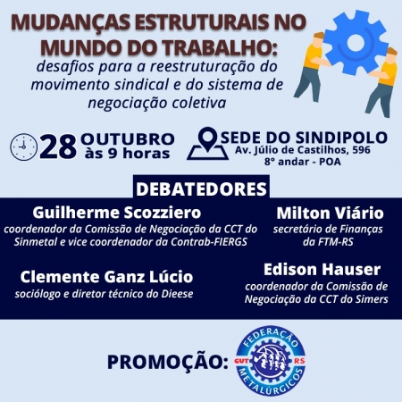 Mudanças no mundo do trabalho e os desafios para reestruturar o movimento sindical é tema de seminário da FTM-RS