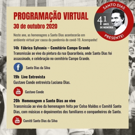 Atividades marcam 41 anos do assassinato do metalúrgico Santo Dias