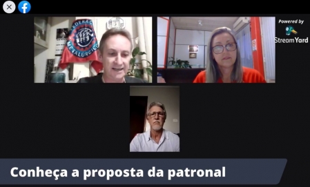 Proposta da patronal é apresentada para categoria na live da FTM-RS