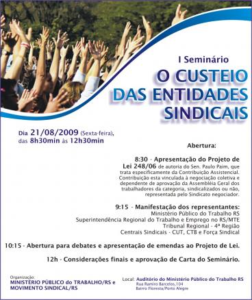 O Custeio Das Entidades Sindicais - I Seminário